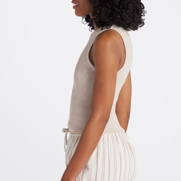 Michael Stars Kira Textured Cream Stretchy Tank Top - Picture 5 of 6